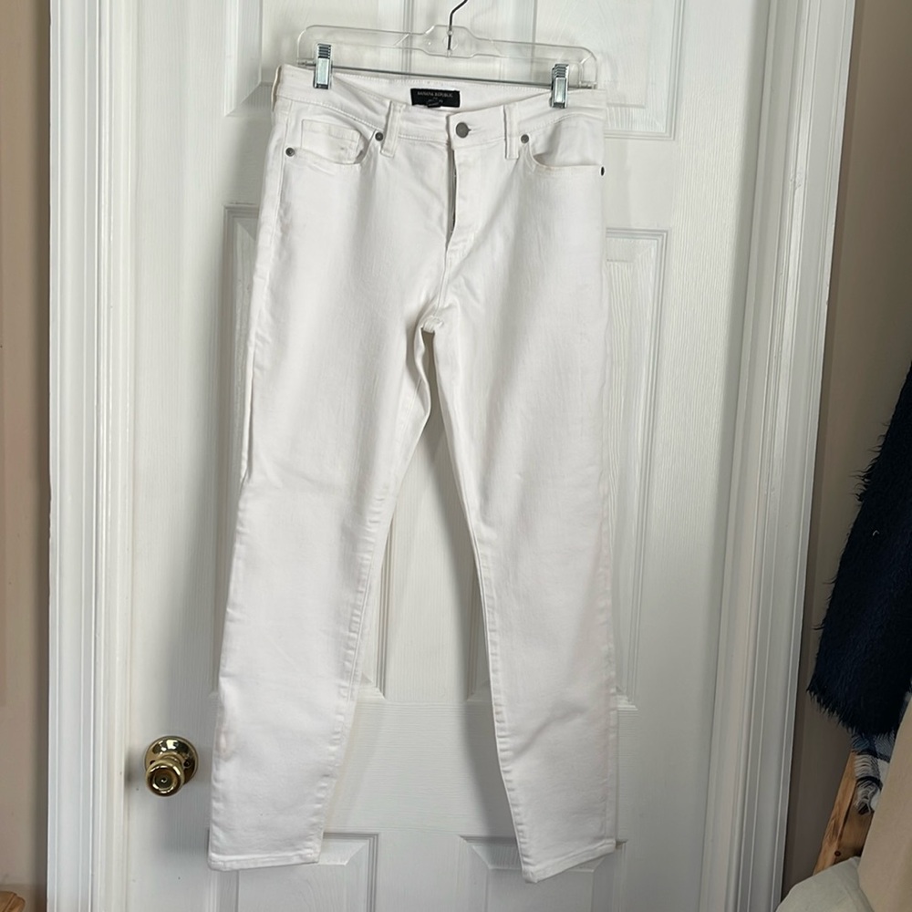 White Jeans Banana Republic straight leg mid rise